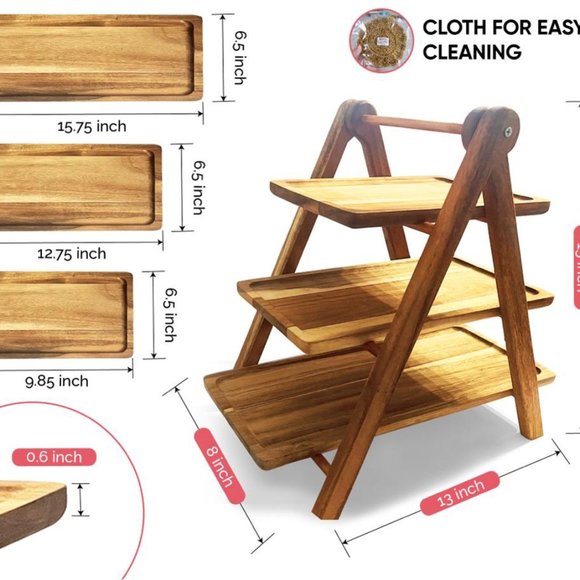 Virago Wooden 3 Tier Serving Tray - Picture 7 of 7